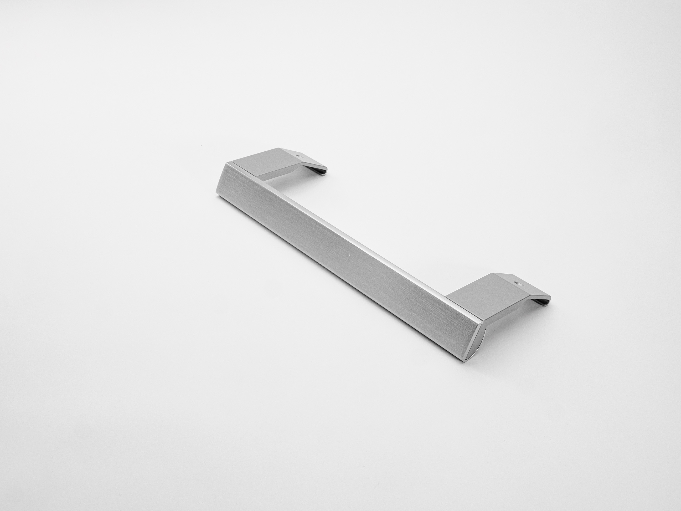 Refrigerator handle from extruded aluminium - Brushed Anodized Stainless Steel with grey painted extruded brackets